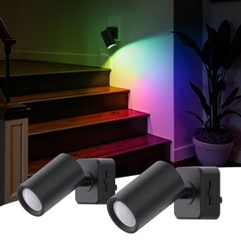 L LOHAS LED Night Lights Plug into Wall, [2-Pack] Decorative Night Lights with Dusk to Dawn Sensor,Brightness Adjustable,RGB Color Changing Nightlight for Bathroom,Hallway,Stairs