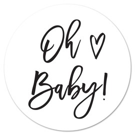 1.5" Round Oh Baby Stickers - Set of 60 (Black)