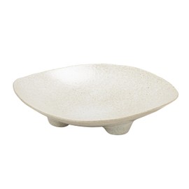 Bloomingville Speckled Stoneware Footed Platter, Matte Cream