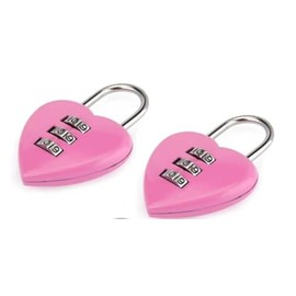 2Pcs Pink Love Heart Shape Combination Padlock for Girls Women, Mini 3-Digit Password Resettable Code Locker Lock for School Pink Combination Locks Padlocks and Hasps