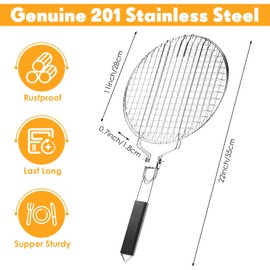 Yungyan 2 Pcs Grill Basket for Outdoor BBQ Grill Basket Fish Grilling Basket with Handle Stainless Steel Portable Grill Rack for Vegetables Shrimp Steak Cooking Accessories Gift(Round)