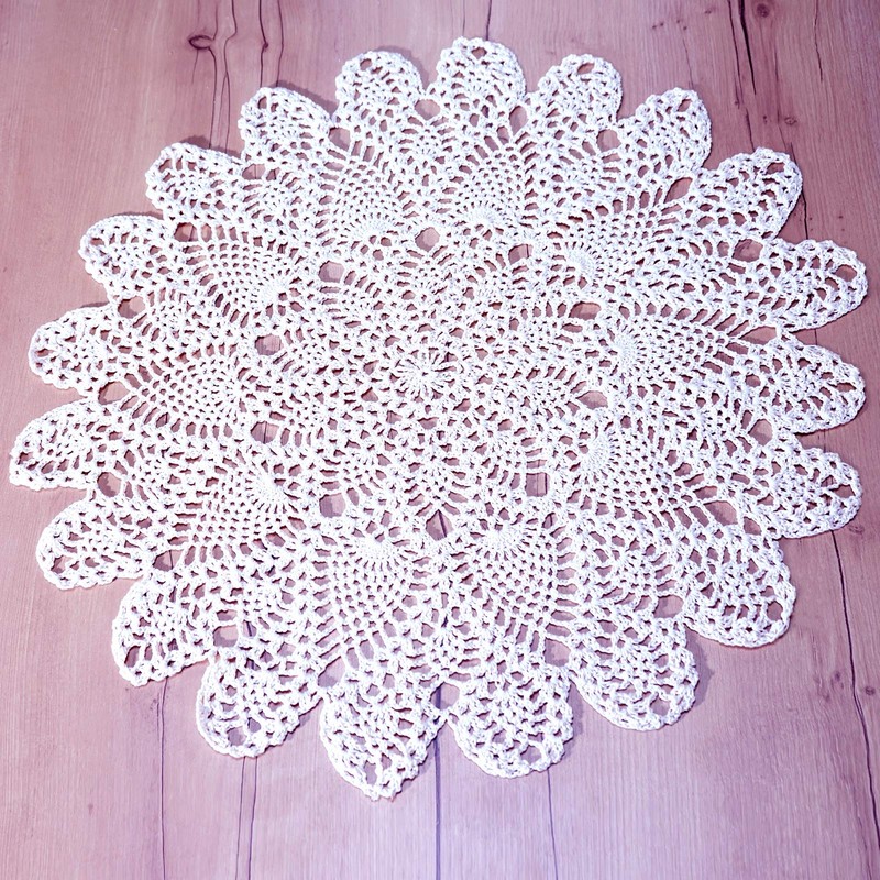 Phantomon 20 Inch Lace Doilies Placemats Handmade Crochet Round Coasters