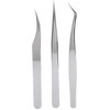3Pcs Eyelash Extension Tweezers Set Silver Mirror Light DolphinShaped Easy
