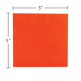 JAM Paper JAM PAPER Small Beverage Napkins - 5 x 5 - Orange - 50/Pack