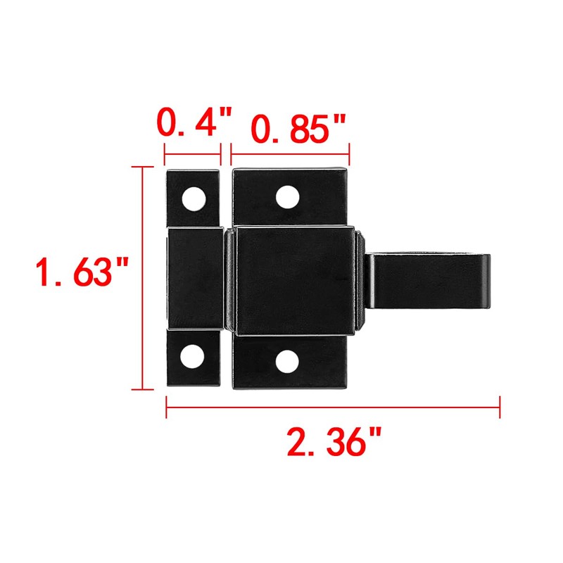 INIRET 4 Packs Self-Closing Latches, Black Spring Door Lock, Aluminum