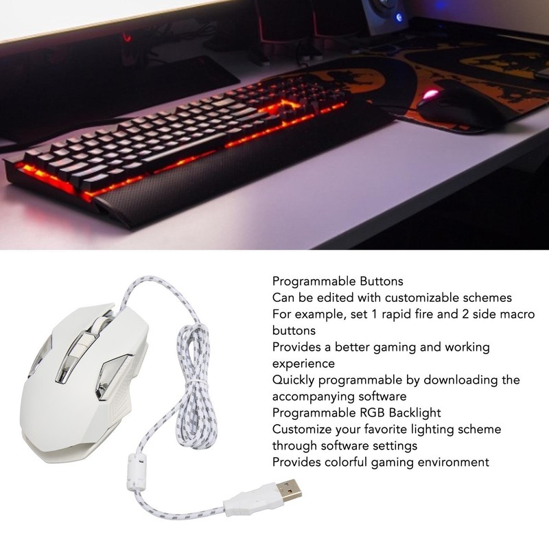 RGB Gaming Mouse Multifunction Ergonomic 7200 DPI Wired Optical Gaming