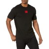 HUGO Mens Ribbed Crew Neck Regular Fit Center Logo T-Shirt,