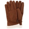 Isotoner Ladies Microfiber Winter Gloves with Button Detail, S/M, Cognac,