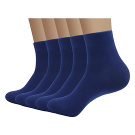 SERISIMPLE Viscose Bamboo Men sock Breathable Sock Quarter Thin Ankle High Sock Comfort Cool soft Sock 5 Pairs (Large, Royal blue)
