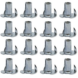 1/4"-20 Zinc Plated T-Nuts Threaded Bolt Sleeves 4 Prong Tee Nuts (12)