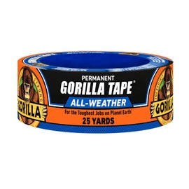 Gorilla Cinta adhesiva impermeable para todo tipo de clima, resistente a los rayos UV y a la temperatura, 1.9 pulgadas x 25 yardas, color negro (paquete de 1)