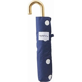 Miyajima 12640 Folding Umbrella, 21.7 inches (55 cm), Windproof Ribs, Dots, Navy, Hand Open, UV Protection Coating