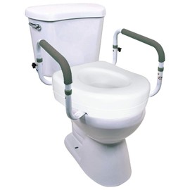 Carex E-Z Lock Toilet Seat and Safety Frame Combo Pack, 5-Inch Height Lift Seat Riser for Elderly and Handicap, Commode Chair for Elderly - Fits and Locks to Round or Elongated Toilets
