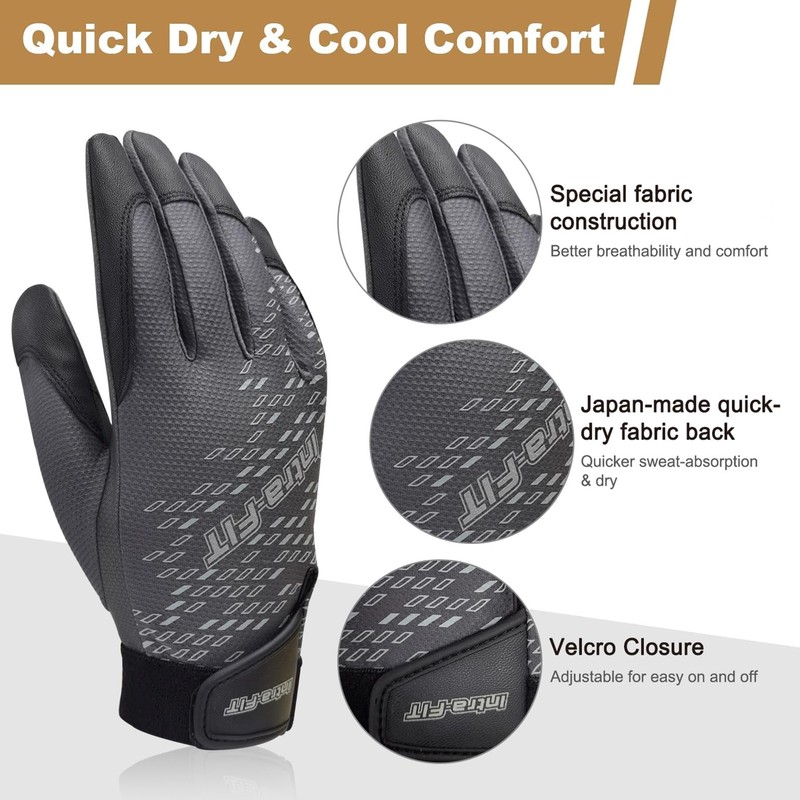 Intra-FIT Extra Grip Racquetball Glove, Quick-Dry Breathable Pickleball Gloves Dark