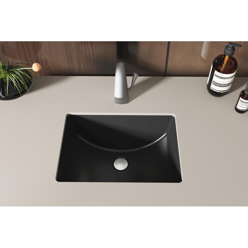 MEJE #202H -18 Inch Undermount Rectangle Bathroom Sink, Porcelain Ceramic