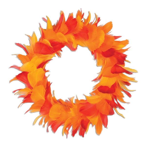 Feather Wreath (golden-yellow, orange, red) Party Accessory (1 count)