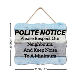 BRUYU5SE Polite Notice Please Respect Our Neighbours And Keep Noise To A Minimum Wooden Signs Wood Block Plaque Vintage Christian Scripture Wall Art Hanging Decoration For Living Room Home 8x10in