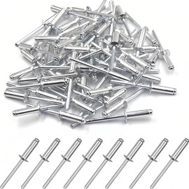 ALLY-MAGIC Aluminium Blindnieten, Kuppelkopf Popnieten, Pop Nieten Stahlniete 4×10 mm, 50 Stück Silber Alu Blindnieten für Blech Industrie Holzbearbeitung E21-YTCXMD