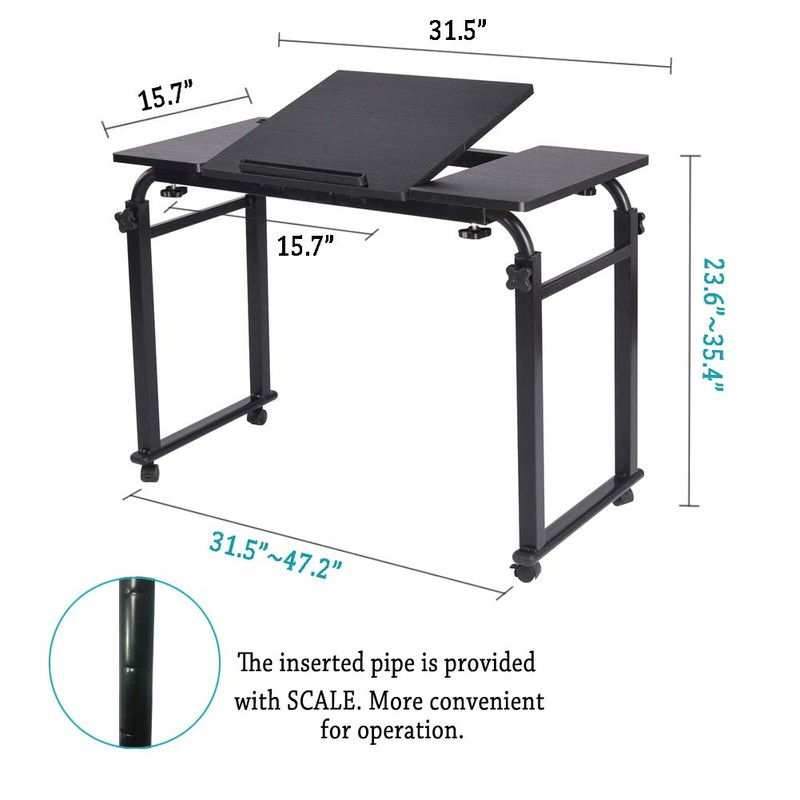 Overbed Table with Wheels Laptop Desk Cart Table Over The