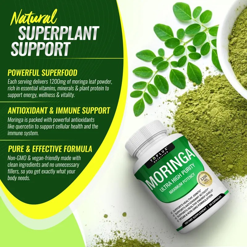 Moringa Capsules 1200mg – Pure Moringa Powder for Immune &