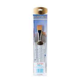 Royal Gold Royal & Langnickel, 7pc Variety Brush Set, Includes - Wash, Shader, Angular, Filbert & Liner Brushes