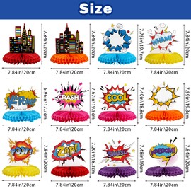 12 piezas de centro de mesa de fiesta para niños, centro de mesa de héroe, suministros de ciudad