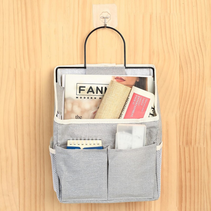 Zxglxinyao 2pcs Wall Hanging Storage Bags with Pockets, Black, Minimalist