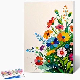 Framed Paint by Numbers Kit for Adults Beginner & Kids, Flowers Easy Adult Paint by Number Kits on Canvas, DIY Colorful Acrylic Watercolor Oil Paint by Number for Teens for Home Decor Gift 8x12 Inch
