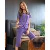 difficort Womens Pajama Sets Short Sleeve Pjs Soft Lounge sets