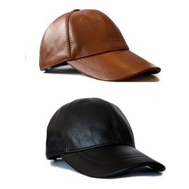 Lukkizara Leather Baseball Cap Unisex Adjustable Real Lambskin Leather Hat for Men Women