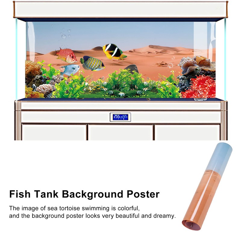 Aquarium Poster PVC Self Adhesive Waterproof 3D Desert Style Fish