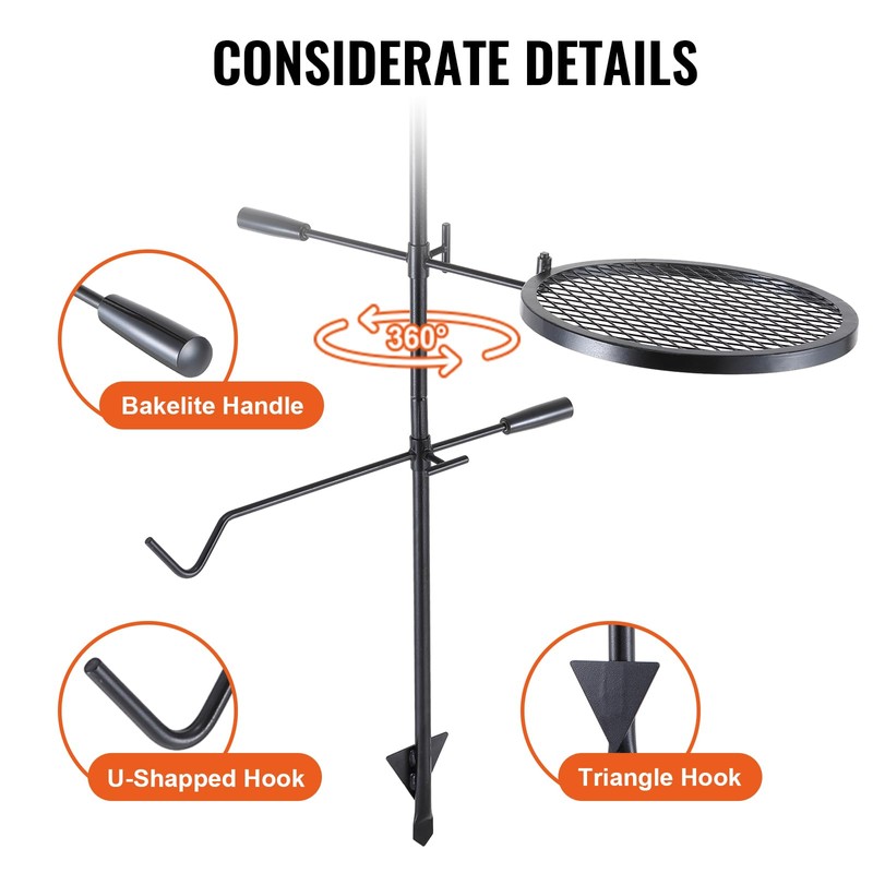 VEVOR Swivel Campfire Grill, Fire Pit Grill Grate over Fire