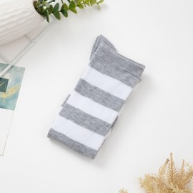 JHSSFSK Knee High Socks for Women, Long Tall Knee Tube Socks (1 pair-grey and white stripes)