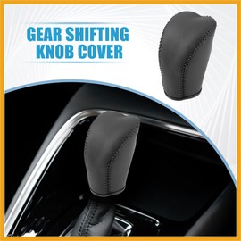 Partuto Gear Shifting Knob Cover Automatic Transmission Lever Trim for Hyundai Tucson 2015-2018 for Santa Fe 2013-2017 PU Leather Black Replacement