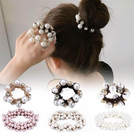 BetterJonny Pearl Hair Tie, Stylish, Pearl, Hair Accessory, Stylish, Pearl, Bubble, Simple, Hair Accessory, Hair Arrangement, Commuting, Casual, Trendy Accessory, Women's, Office Fashion, Cute, Gift, Pearl Crystal Design