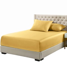 Royal Tradition Viscose from Bamboo Fitted Bottom Sheet Only, California King Size, Deep Pocket, Extremely Soft Sheets, Solid Gold