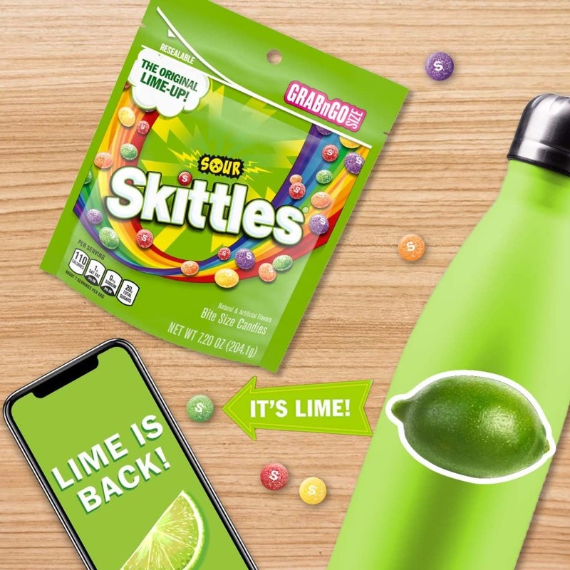 SKITTLES Sours Chewy Candy Bulk, 9 Oz Resealable Bags, 8