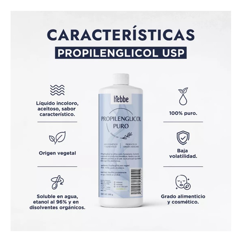HEBBE COSMETICS UAL16 EMTC22 1VTL1 ETD2 Propilenglicol Usp (grado Alimenticio