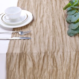 5 Pack Cheesecloth Table Runner Bulk 10Ft Boho Gauze Table Runner Nude Rustic Fall Table Runner for Wedding Party Holiday Birthday 35x120 Inch Farmhouse Table Decor