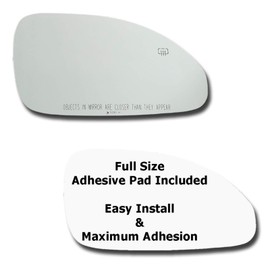 Mirror Glass + Full Size Adhesive Pad for 2008-2017 Buick Enclave Passenger Side Replacement - Heated (2009 2010 2011 2012 2013 2014 2015 2016 08 09 10 11 12 13 14 15 16 17)