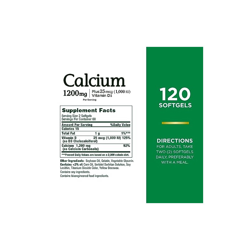 Nature's Bounty Calcium Carbonate & Vitamin D, 1200mg Calcium &