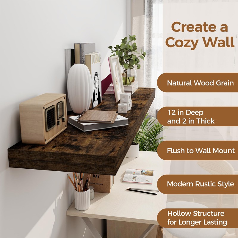 Floating Shelves 48 Inch Long, 12 Inch Deep Floating Shelves