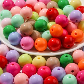 CYEENUT 16mm Acrylic Beads 100pcs Candy Color Round Beads Faceted Bead DIY Beading Hairband Bracelets for Pen Bag Chain Jewelry Making (Color-1)