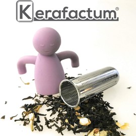 Kerafactum Tee Filter Sieb Tea Teebrüher Teesieb extra feiner Teefilter | Edelstahl geeignet für Trinkflaschen Flaschen Thermosflaschen | mit Teefilter & Teeauflage für Thermoskannen Auflage Halter