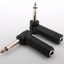 RUNCCI-YUN 2-Pack 1/4" TS to 1/4" TS Mono Connector,1/4 Inch Right Angle TS Male to 1/4 Inch TS Female Connector,6.35mm Jack TS Guitar Jack Converterr,6.35mm 1/4" Right Angle Audio Connector