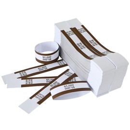L LIKED Money Band Bundles Self Sealing Currency Straps for Bill Wrappers (Brown $5000-1000 PCS)