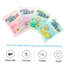 VICASKY 10 Pcs Cartoon Ice Packs for Outdoor Cooling Portable Travel Bags for Summer Relief for Picnics Camping and Sports Activities