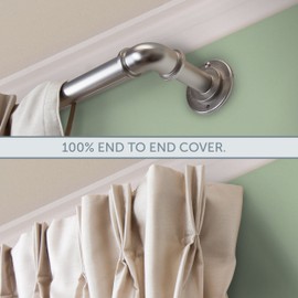 A&F Rod Décor - 1 inch Industrial Pipe Design Blackout Adjustable Curtain Rod 84-120 inch - Satin Nickel