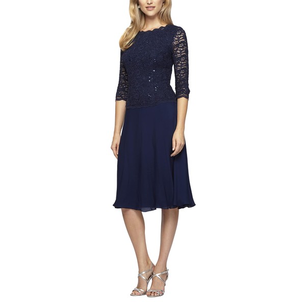 Alex Evenings Women's Tea Length Embroidered Bodice Mother of The