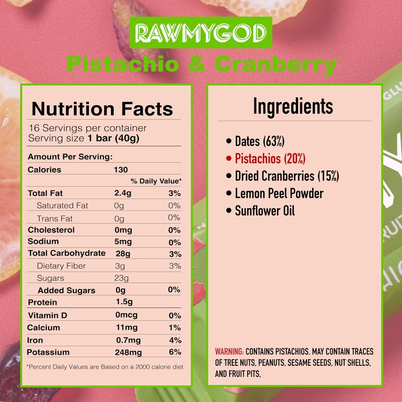 RAWMYGOD Fruit and Nut Bars, Gluten Free, Vegan, No Added